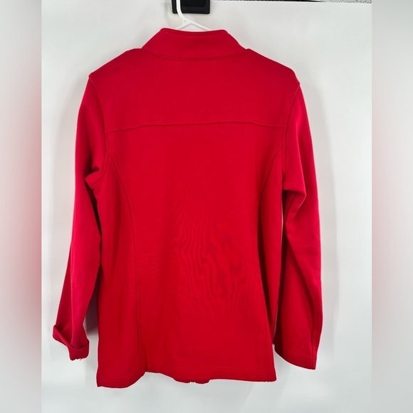 Quacker factory red bejeweled full zip long sleeve jacket size S - Picture 3 of 8